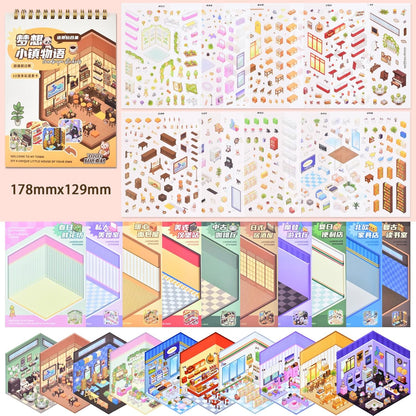 Dream Town 3D Sticker Material Book – 10 Unique Themes