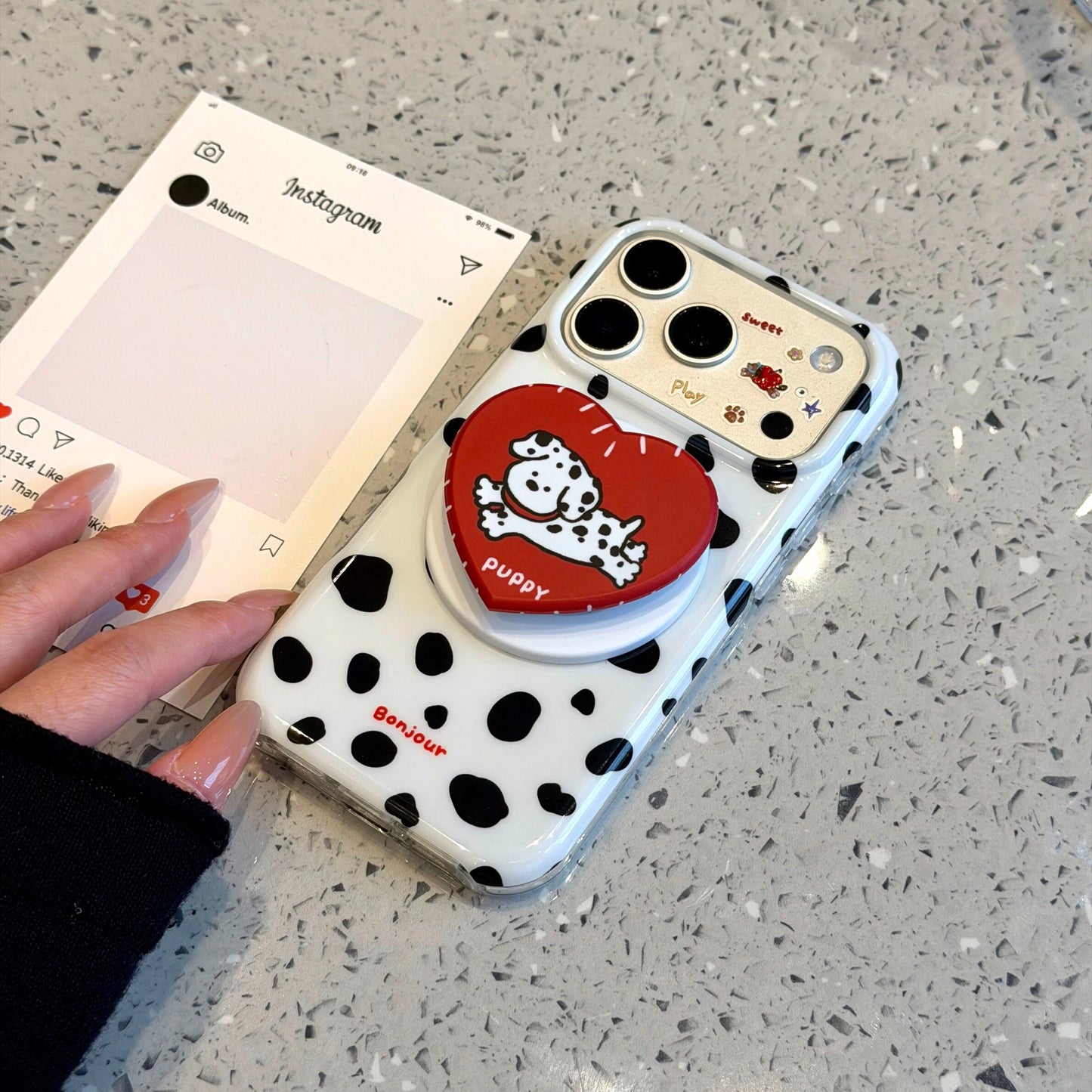 Cartoon Dalmatian Magnetic Stand Acrylic Phone Case