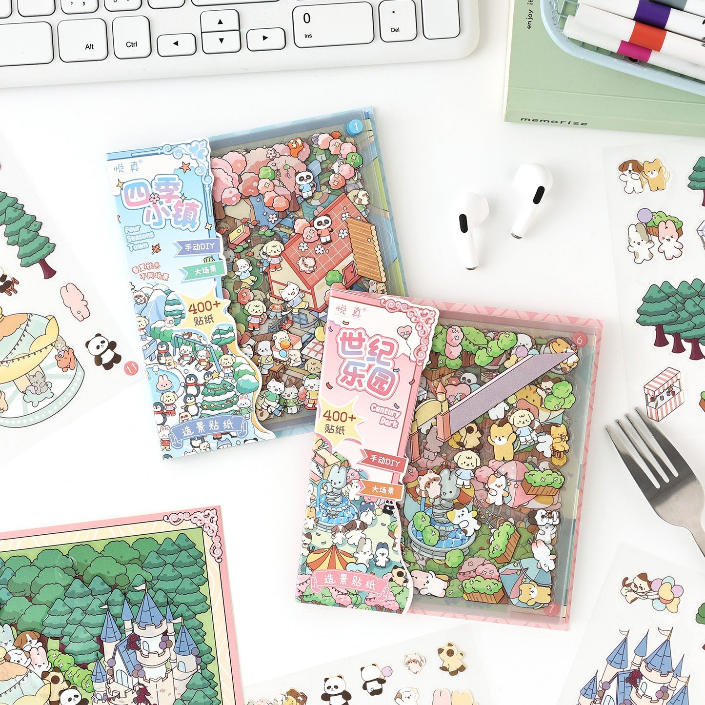 A Day on the Cute Island 3D Sticker | 2 Cute Miniature Scenes