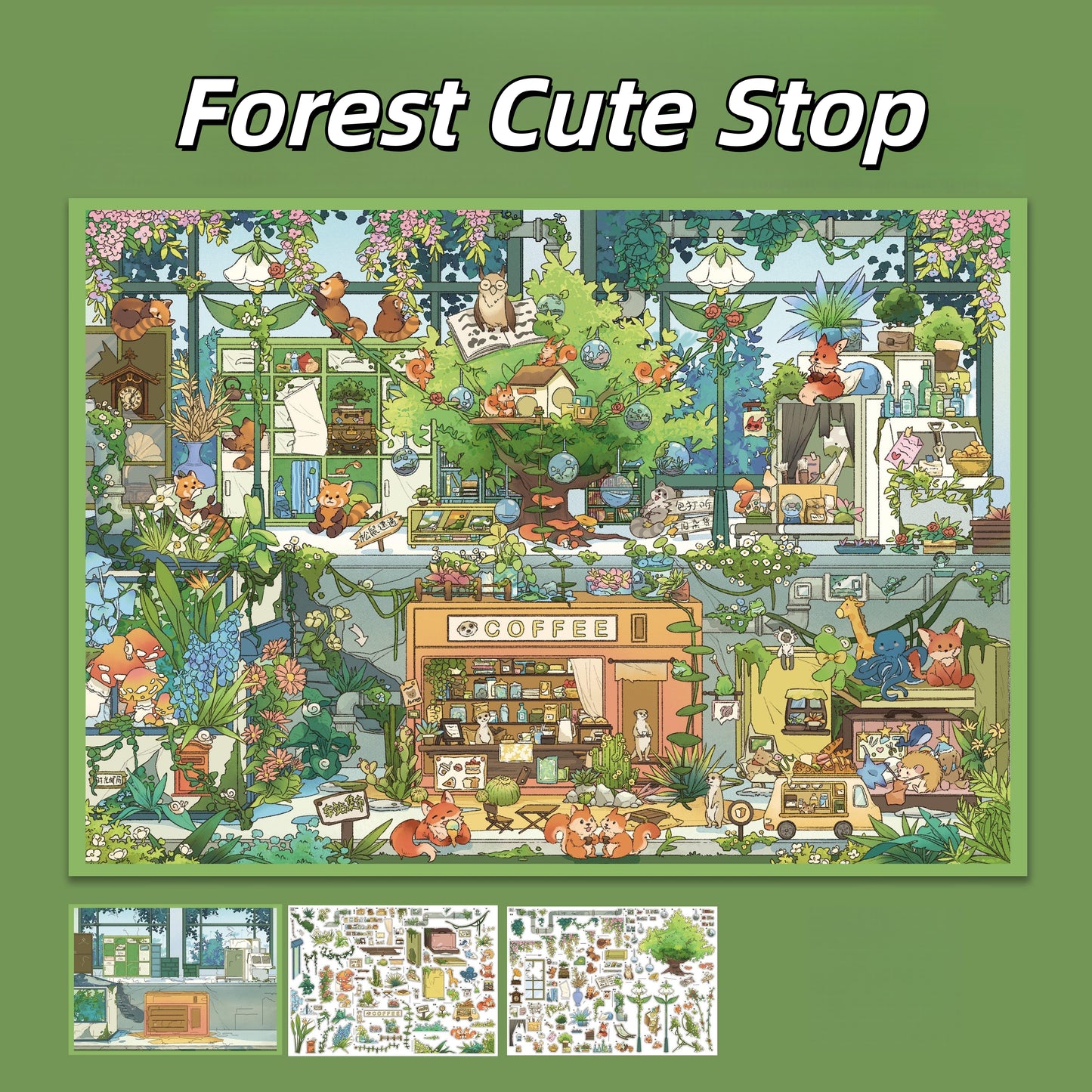 Animal Rhapsody 3D Sticker | 4 Cute Miniature Scenes