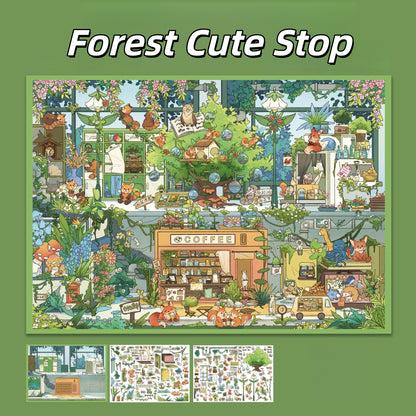 Animal Rhapsody 3D Sticker | 4 Cute Miniature Scenes