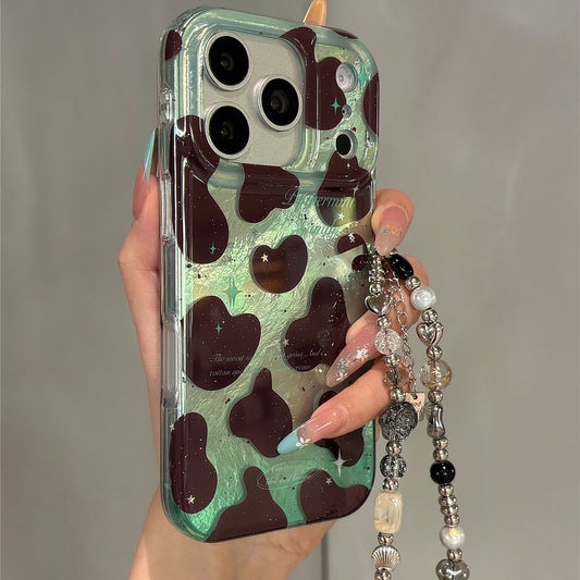Green Ombre Cow Pattern Acrylic Phone Case