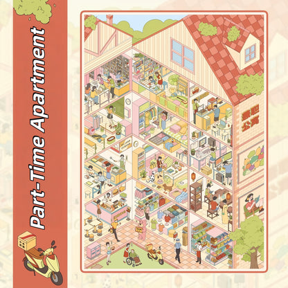 Busy Streets 3D Sticker | 4 Cute Miniature Scenes