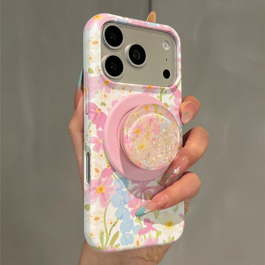 Flower Quicksand Magnetic Stand Acrylic Phone Case