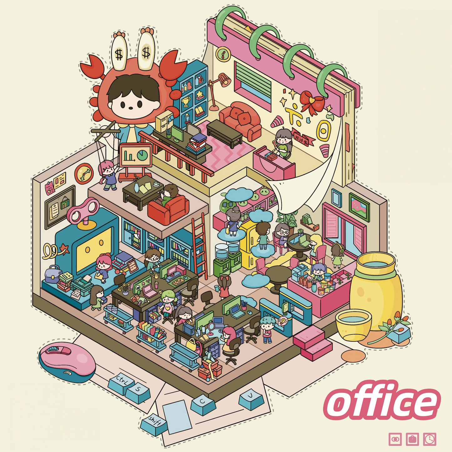 Daily Life Series 3D Sticker | 4 Cute Miniature Scenes