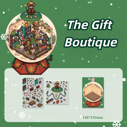 Winter Serene Crystal Poem 3D Sticker | 4 Cute Miniature Scenes