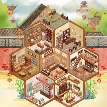 Grid Room 3D Sticker | 3 Cute Miniature Scenes