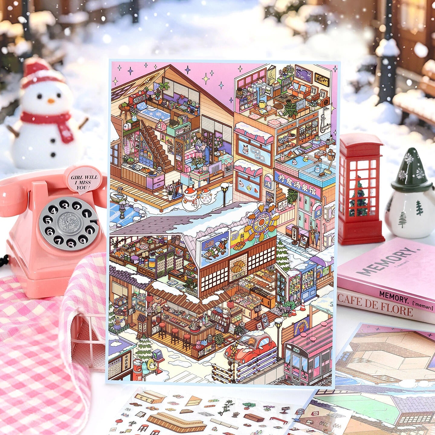 Huge Corners 3D Sticker | 2 Cute Miniature Scenes