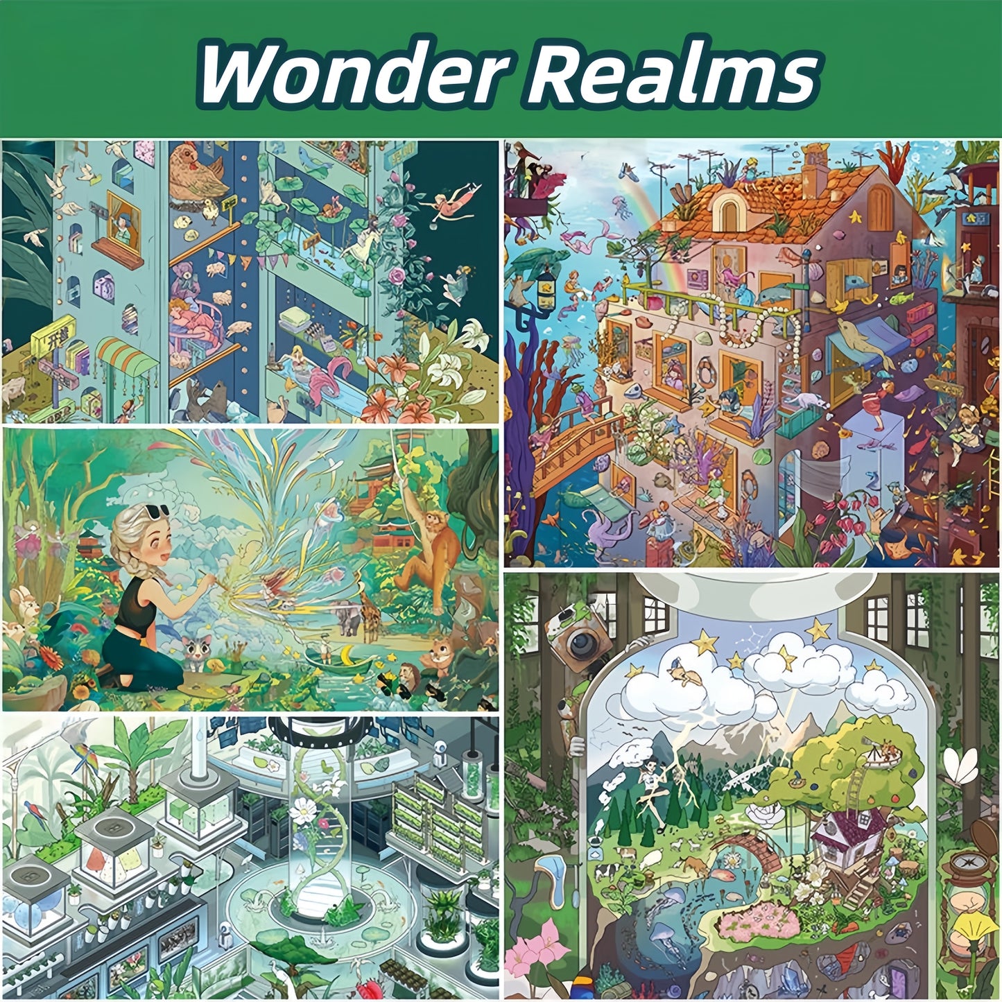 Wonder Realms 3D Sticker | 5 Cute Miniature Scenes
