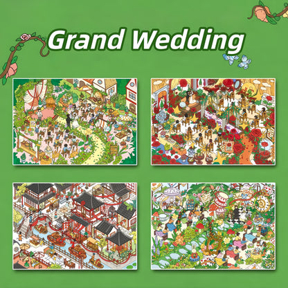 Grand Wedding 3D Sticker | 4 Cute Miniature Scenes