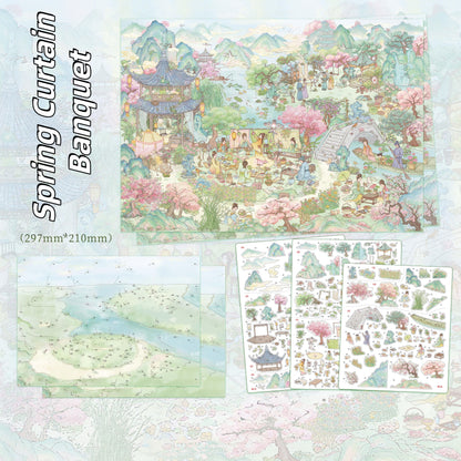 Wind-Retaining Pavilion 3D Sticker | 4 Cute Miniature Scenes