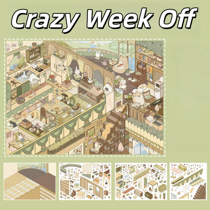 Leisure Life 3D Sticker | 2 Cute Miniature Scenes