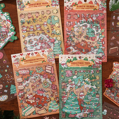 Merry Chrismas 3D Sticker | 4 Cute Miniature Scenes