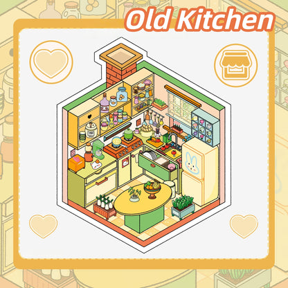Nostalgic Times 3D Sticker | 2 Cute Miniature Scenes