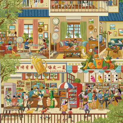 Four Seasons Street Scenery 3D Sticker | 4 Cute Miniature Scenes