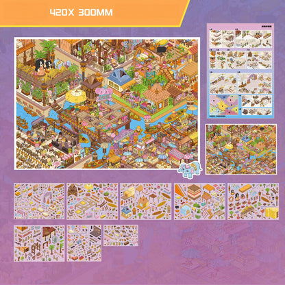 Tropical Waterside Town 3D Sticker