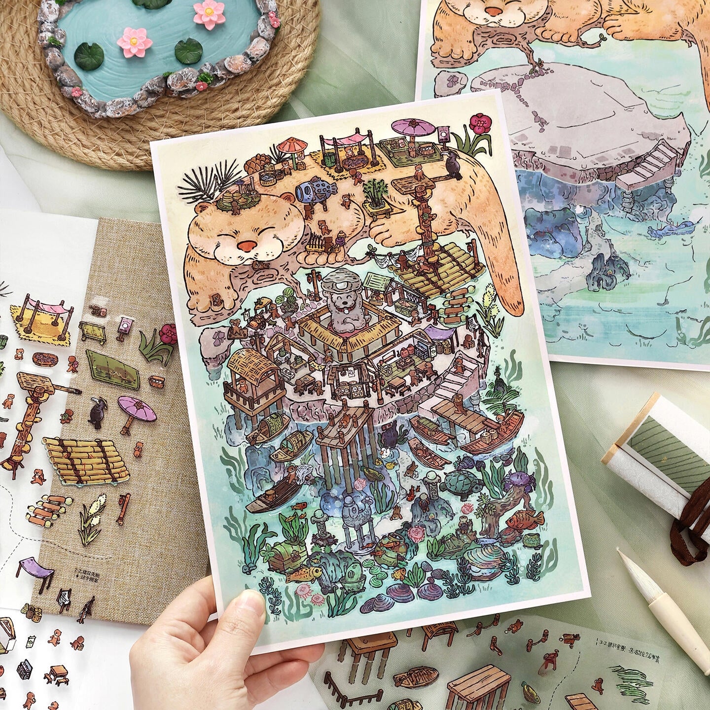 Mystic Isle 3D Sticker | 2 Cute Miniature Scenes