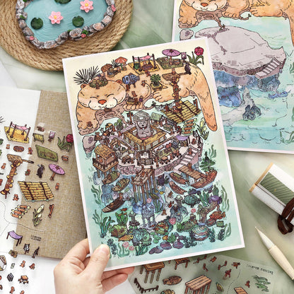 Mystic Isle 3D Sticker | 2 Cute Miniature Scenes