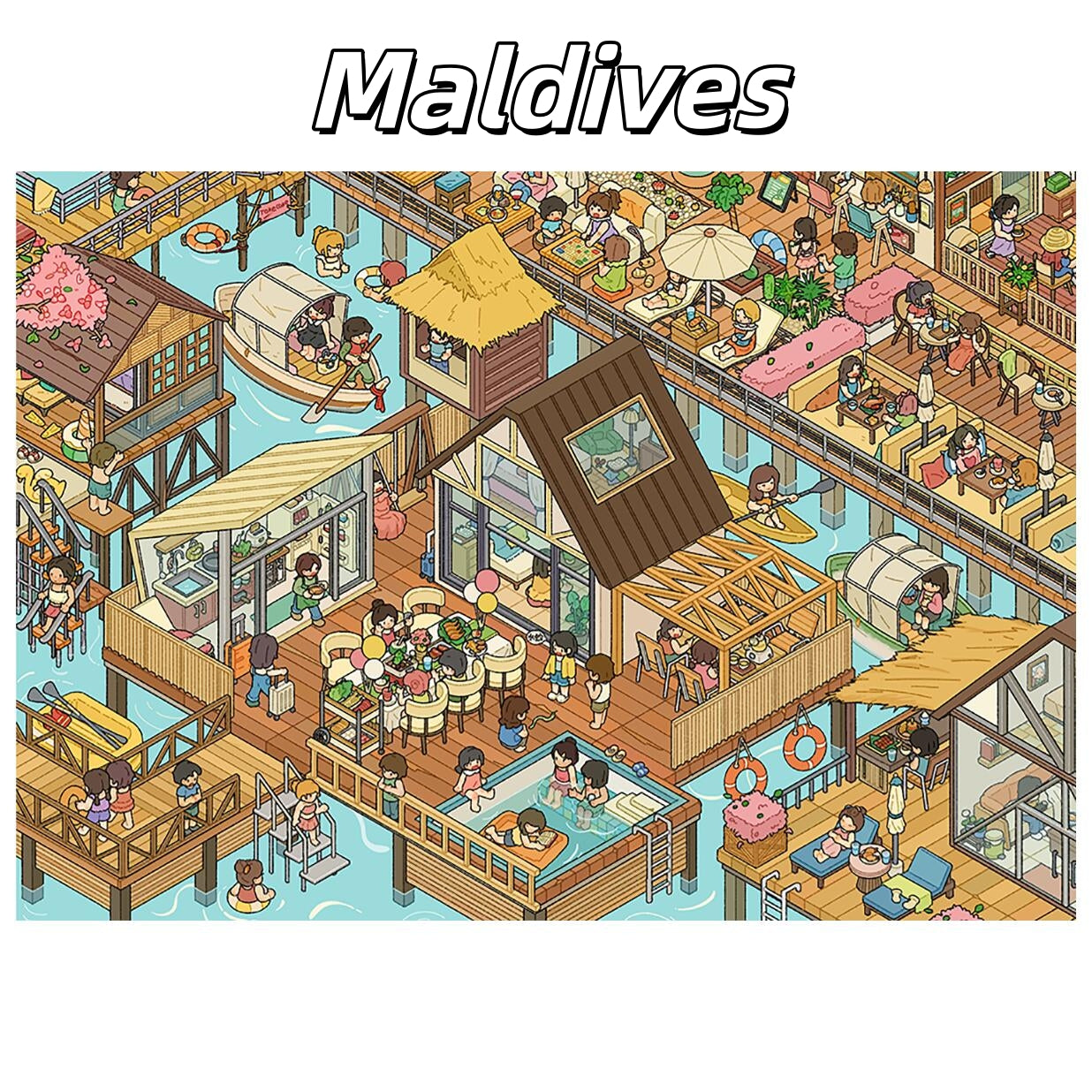 Vacation Time 3D Sticker | 2 Cute Miniature Scenes