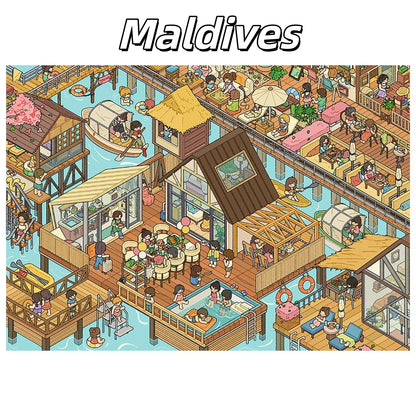 Vacation Time 3D Sticker | 2 Cute Miniature Scenes