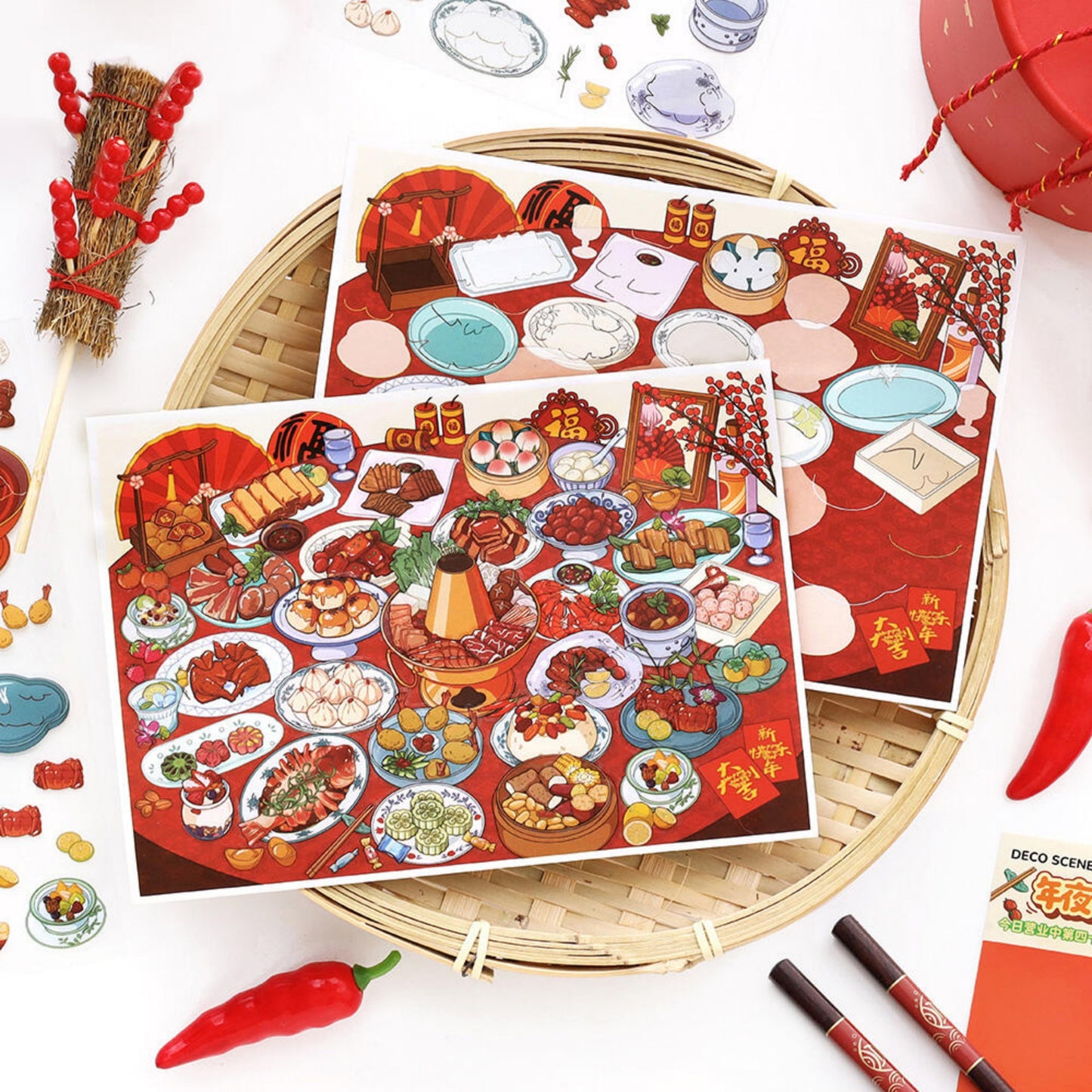 Greet the New Year 3D Sticker | 4 Cute Miniature Scenes