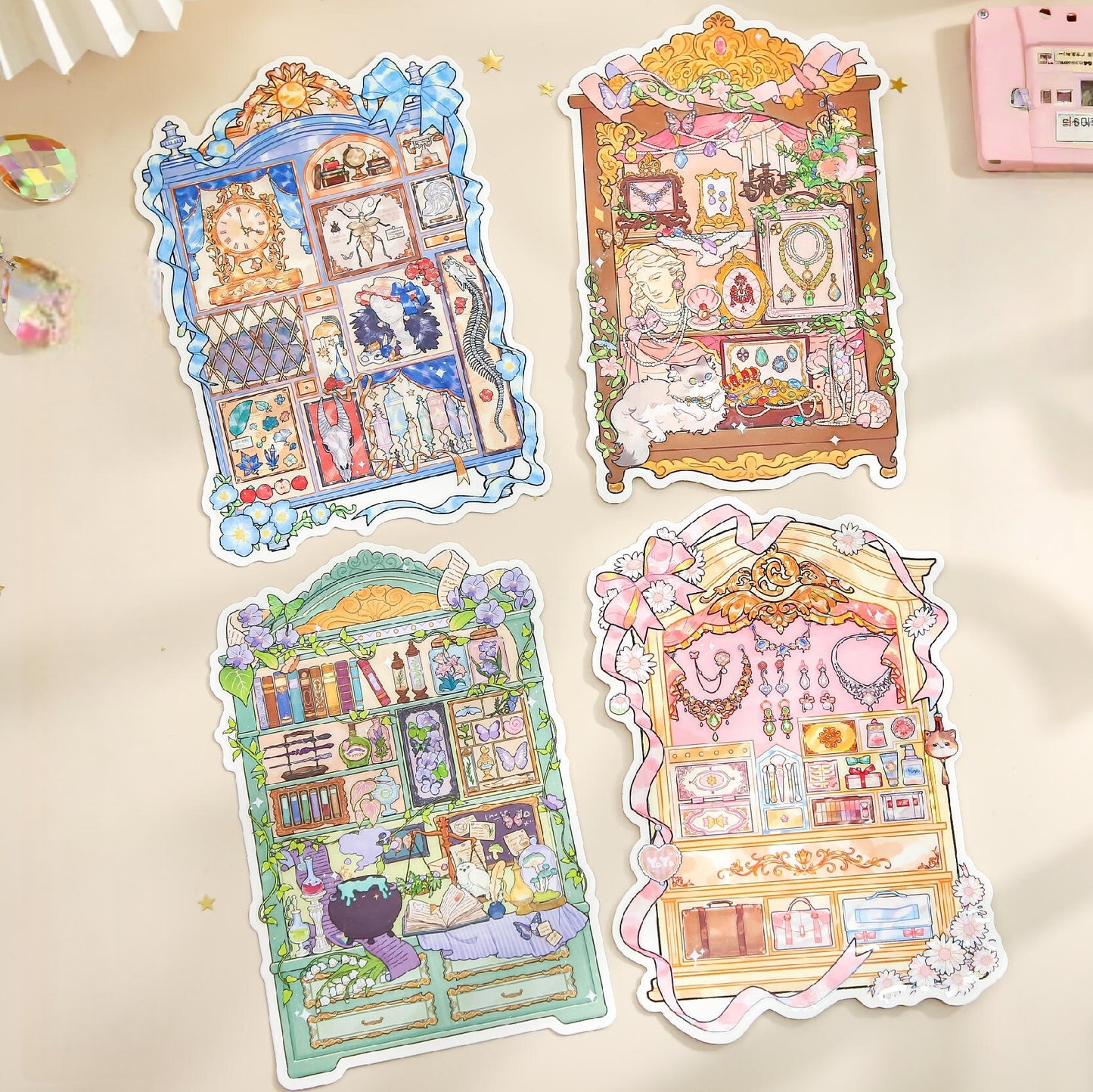 Vitrine Chronicles 3D Sticker | 4 Cute Miniature Scenes