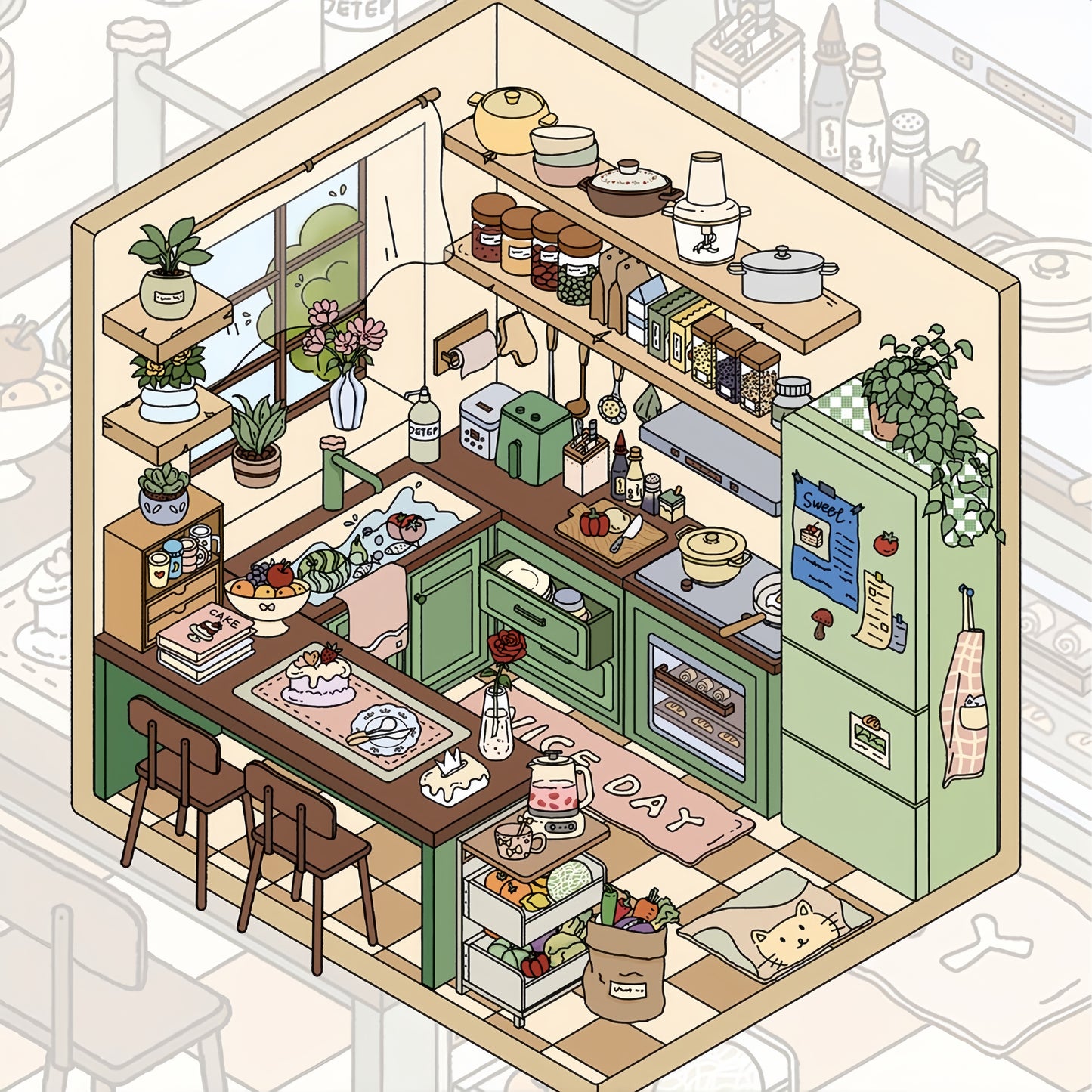Comfortable Home 3D Sticker | 3 Cute Miniature Scenes