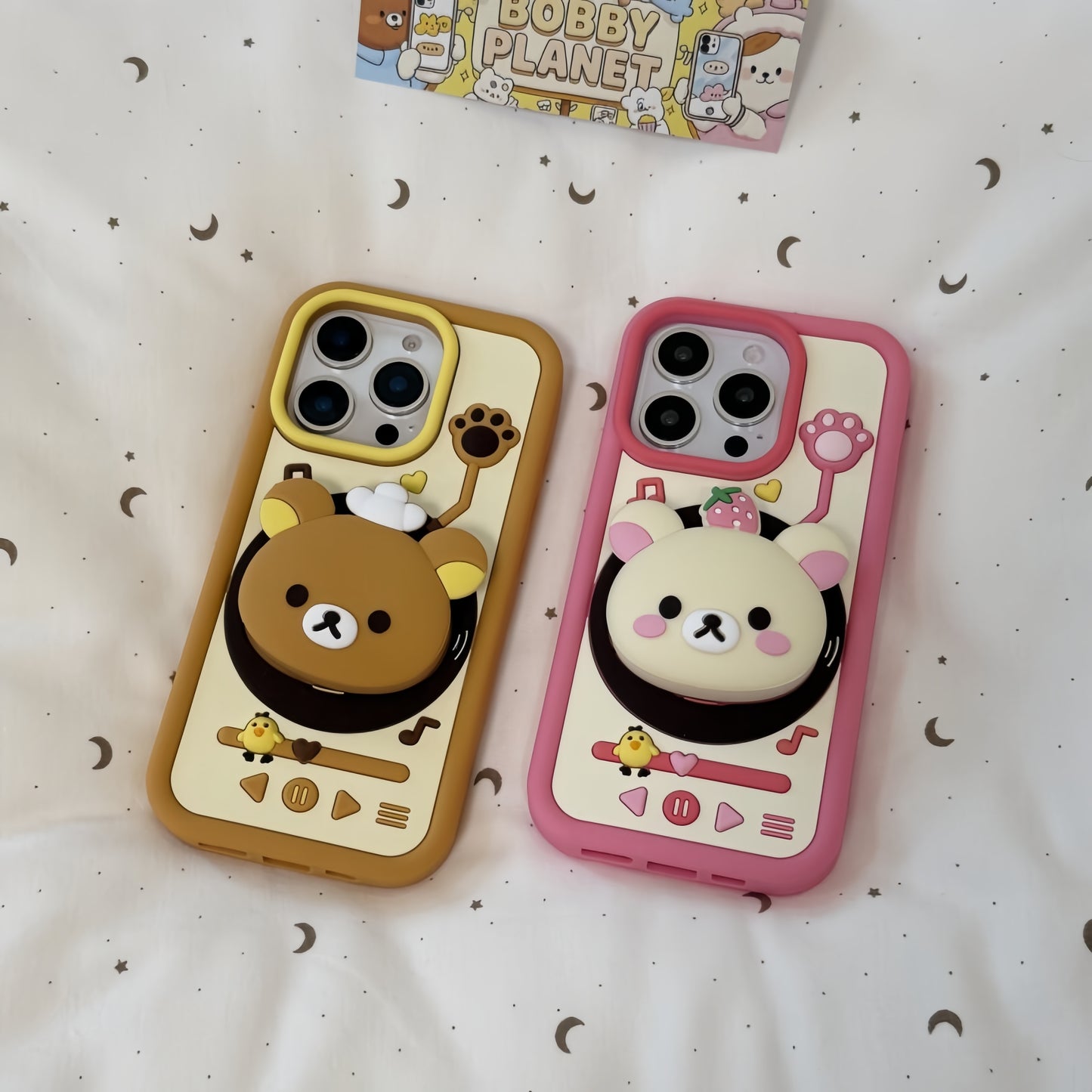 Bear Music Swivel Stand Silicone Phone Case
