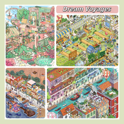 Dream Voyages 3D Sticker | 4 Cute Miniature Scenes