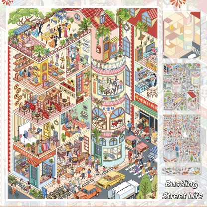 Vintage Street 3D Sticker | 2 Cute Miniature Scenes