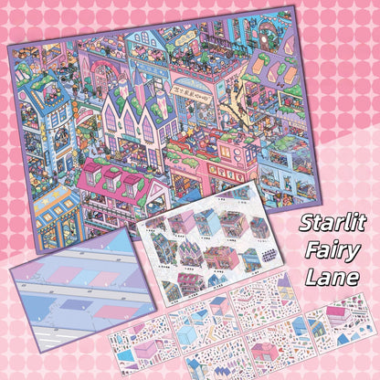 Where Petals Meet the Stars 3D Sticker | 2 Cute Miniature Scenes