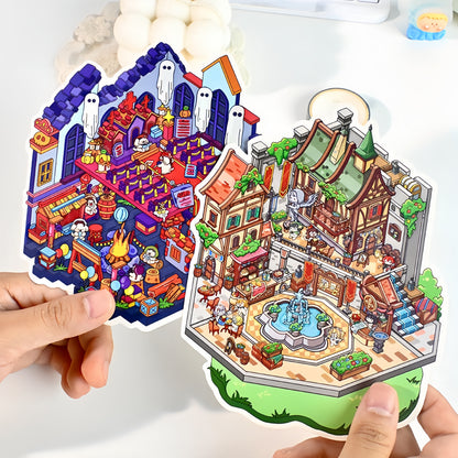 Gaming Series 3D Sticker | 4 Cute Miniature Scenes