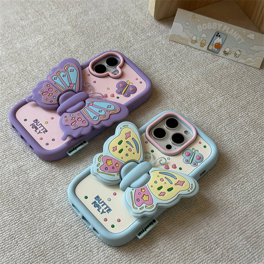 3D Butterfly Stand Silicone Phone Case