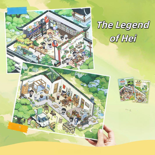 The Legend of Hei 3D Sticker | 2 Cute Miniature Scenes