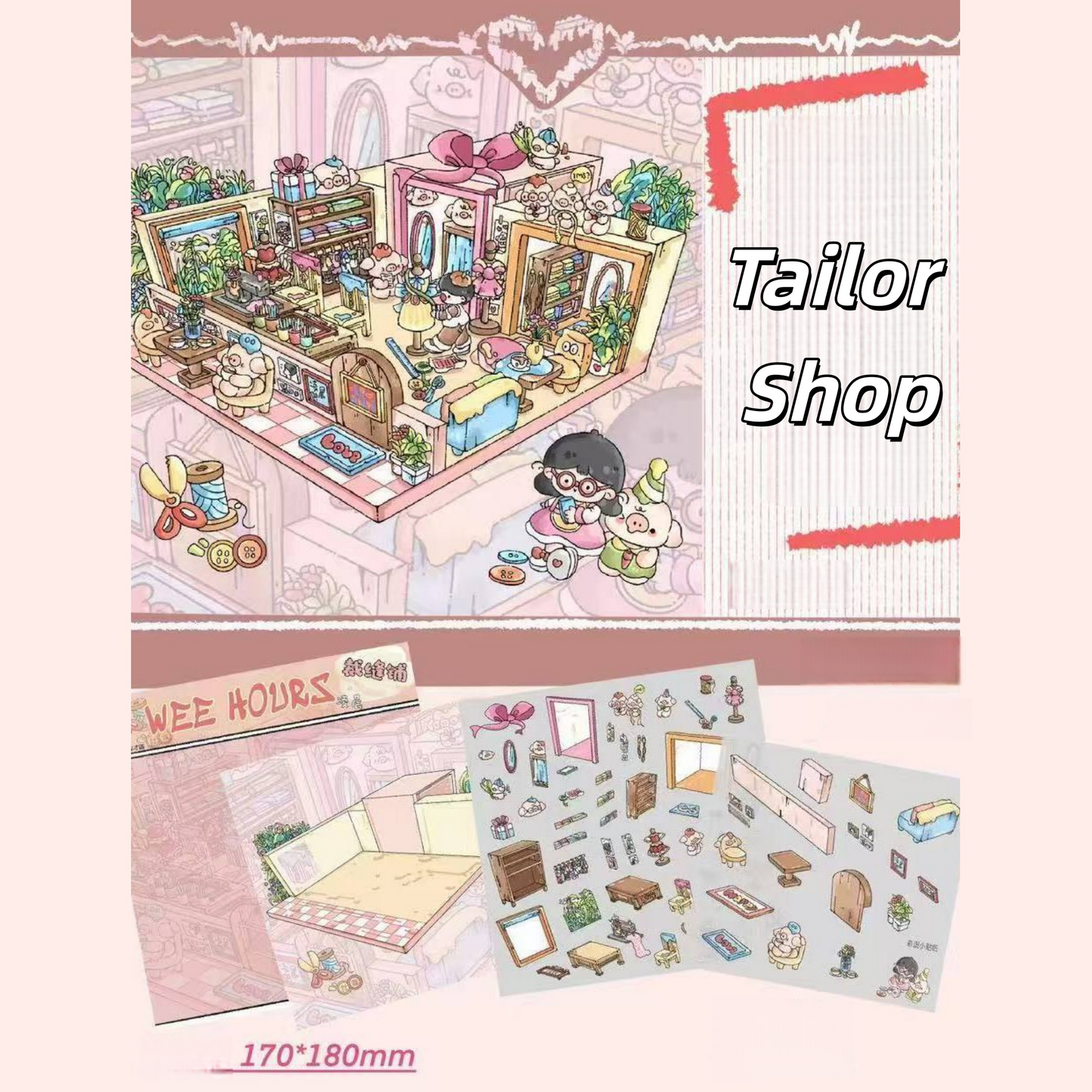 Wee Hours 3D Sticker | 4 Cute Miniature Scenes