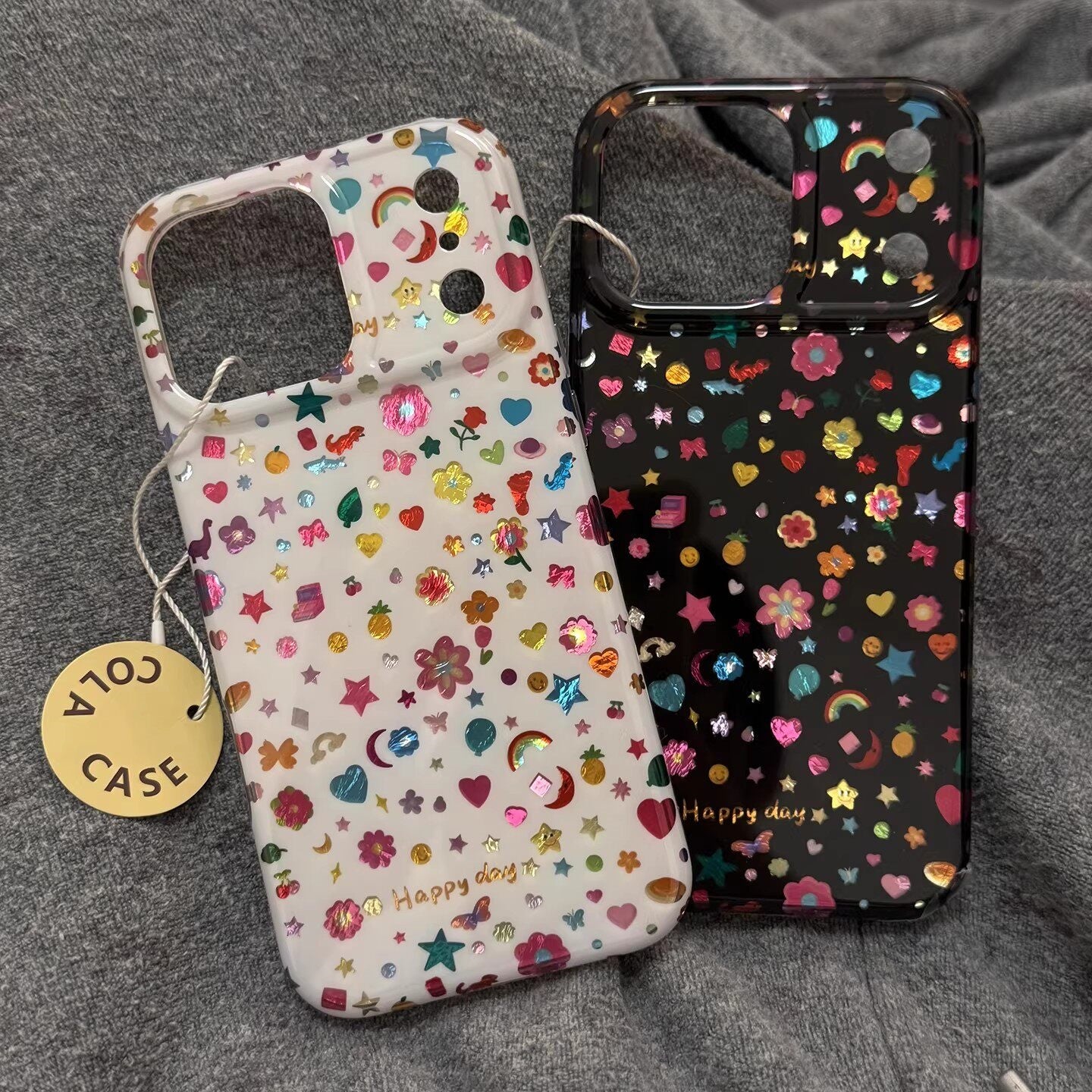 Colorful Gilt Moon Flowers Acrylic Phone Case