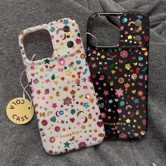 Colorful Gilt Moon Flowers Acrylic Phone Case
