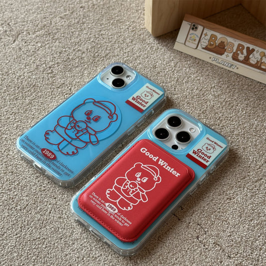 Bear Magnetic Card Holder Acrylic Phone Case