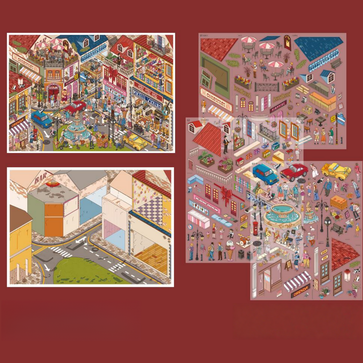 Magic World 3D Sticker | 6 Cute Miniature Scenes