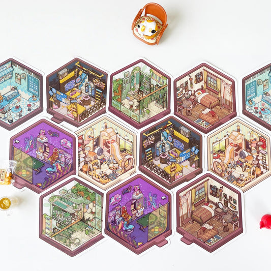 Mini Rooms 3D Sticker Book