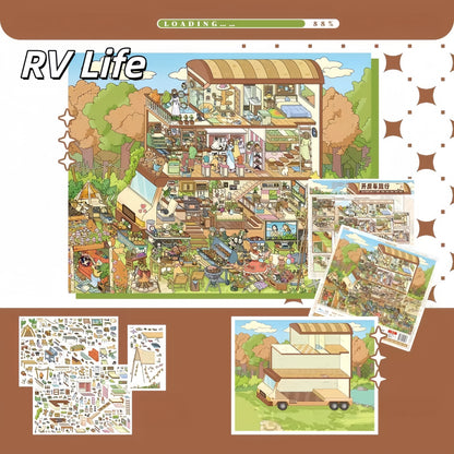 Wander & Rest 3D Sticker | 4 Cute Miniature Scenes