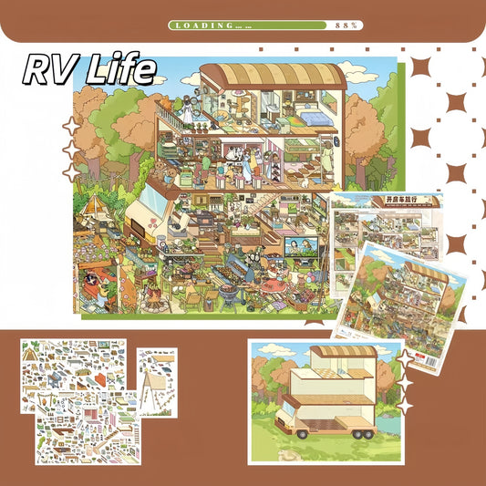 Wander & Rest 3D Sticker | 4 Cute Miniature Scenes