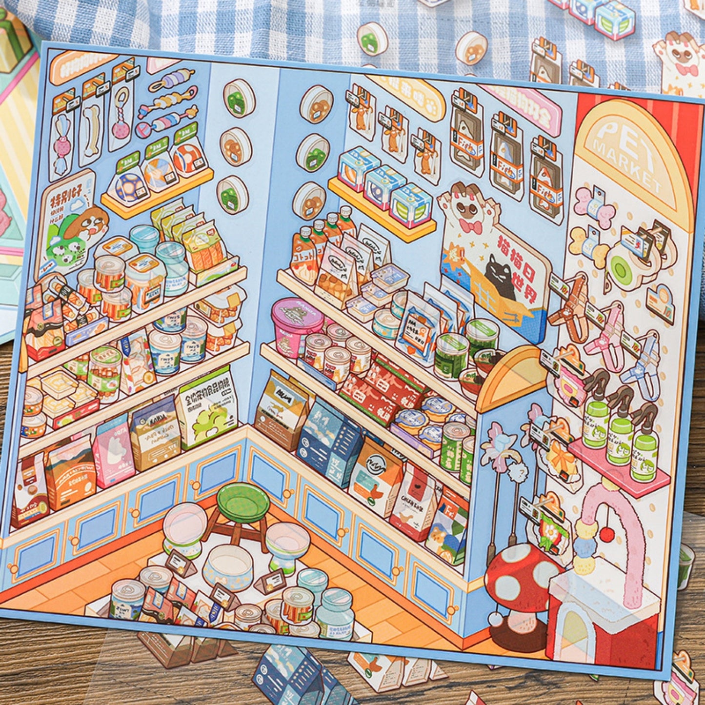 A Good Day to Stock Up 3D Sticker | 4 Cute Miniature Scenes