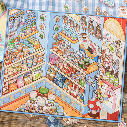 A Good Day to Stock Up 3D Sticker | 4 Cute Miniature Scenes