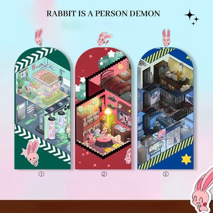 Rabbit is a Person Demon 3D Sticker | 3 Cute Miniature Scenes