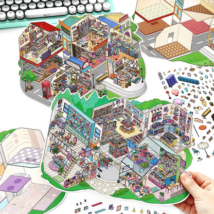 Streetscape 3D Sticker | 2 Cute Miniature Scenes