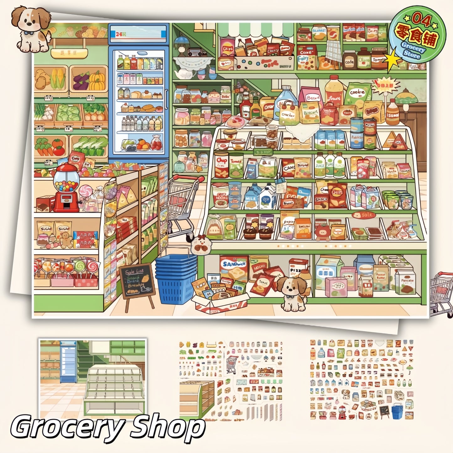 Shelf Display 3D Sticker | 4 Cute Miniature Scenes