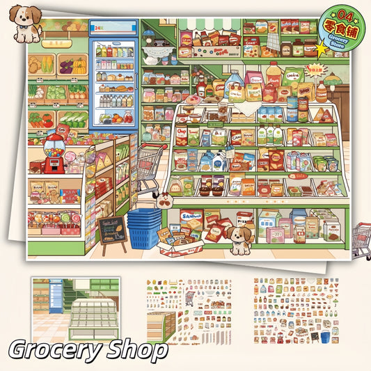 Shelf Display 3D Sticker | 4 Cute Miniature Scenes