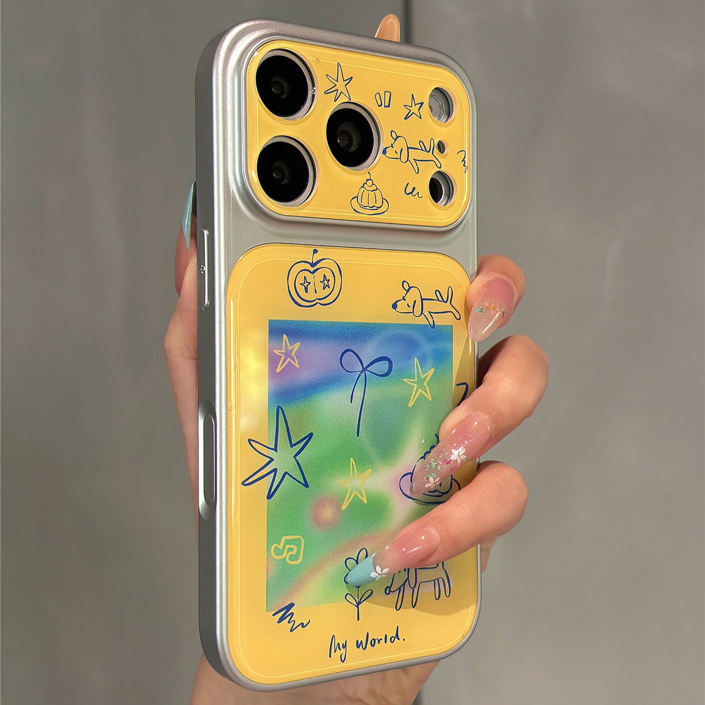 Custard Yellow Green Gradient Dessert Puppy Acrylic Phone Case