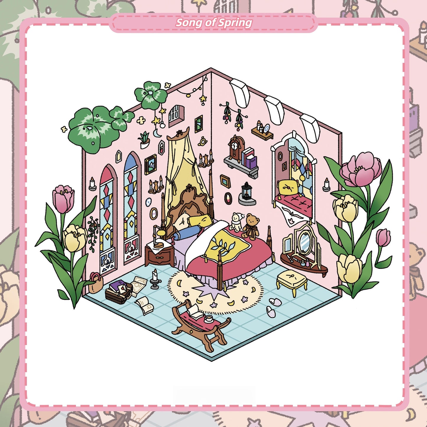 Four Seasons Song 3D Sticker | 4 Cute Miniature Scenes